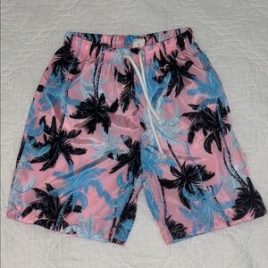 Tropical Palm Kids Shorts - Pink and Blue